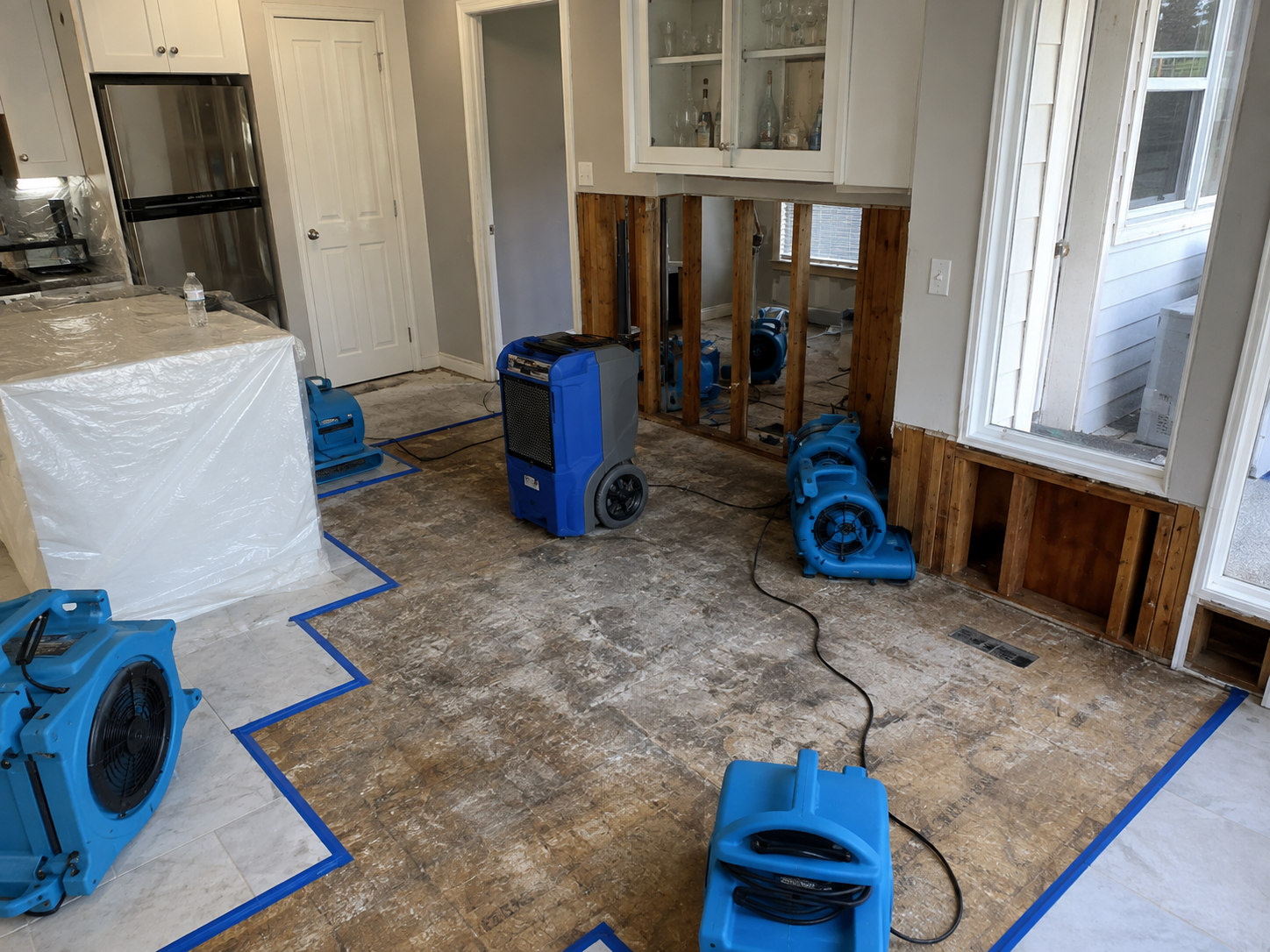 Emergency water damage response Minneapolis MN kitchen drying equipment