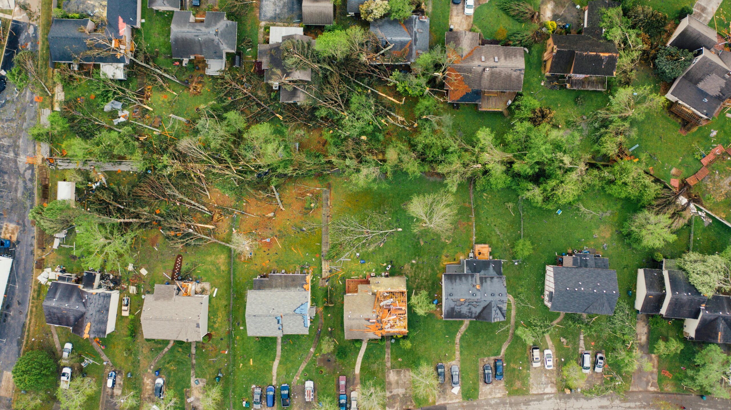 Minneapolis water damage restoration team aerial neighborhood view
